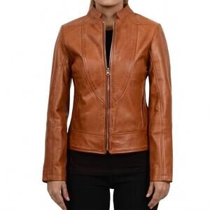 NEW DECRUM amy genuine leather jacket in brown